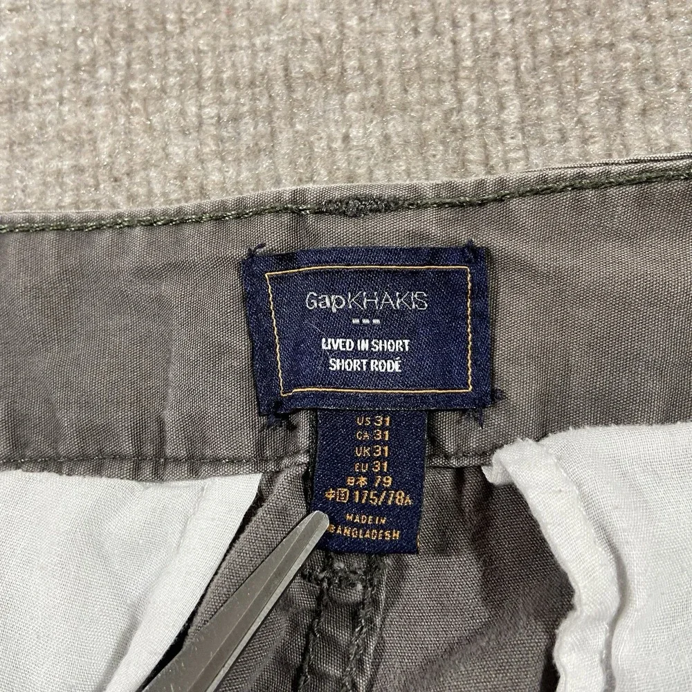Gap Khakis Lived In Cargo Shorts Mens 31 Grey Relaxed Fit Cotton Utility Outdoor